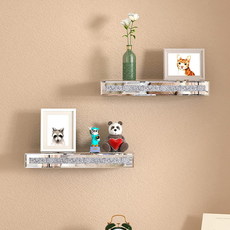 Everly Quinn Cerrie 2 Piece Mirror Floating Wall Shelf Decor For